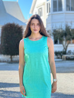 Catherine shift dress- Aqua linen