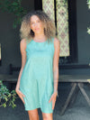 Catherine shift dress- Aqua linen