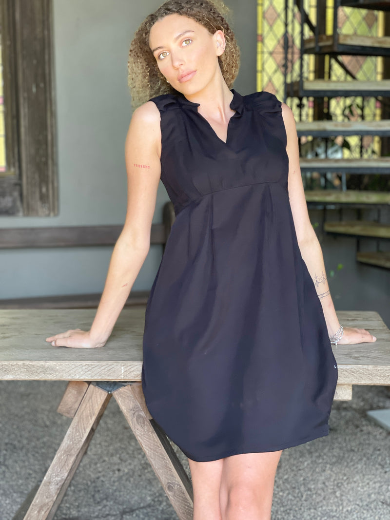 Catherine shift dress- Black linen – Artstori