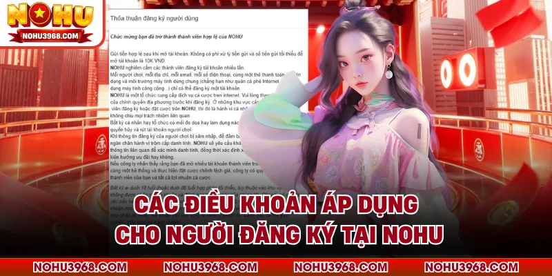 Các điều khoản áp dụng cho người đăng ký tại NOHU